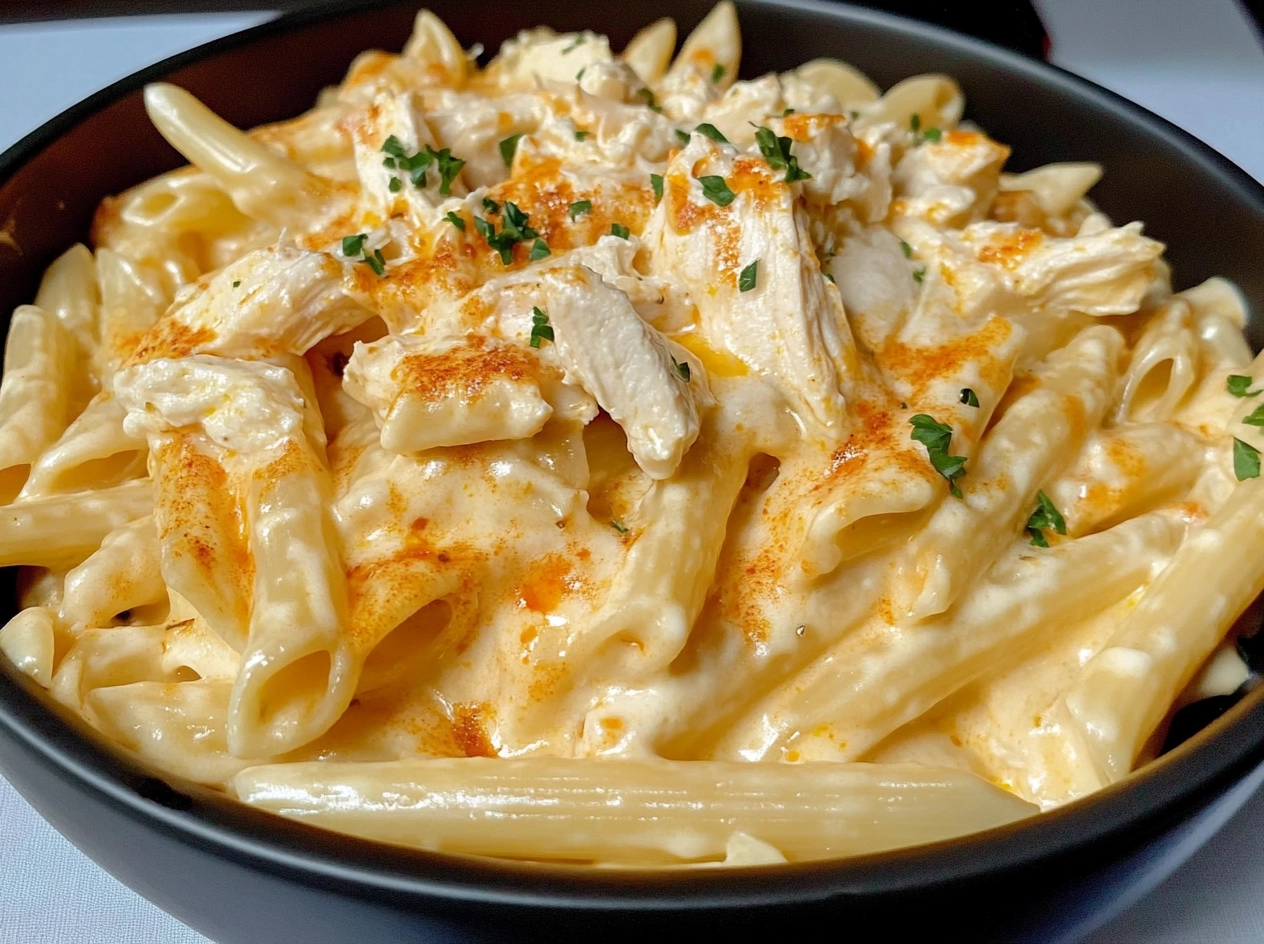 Finished Buffalo Chicken Alfredo Penne