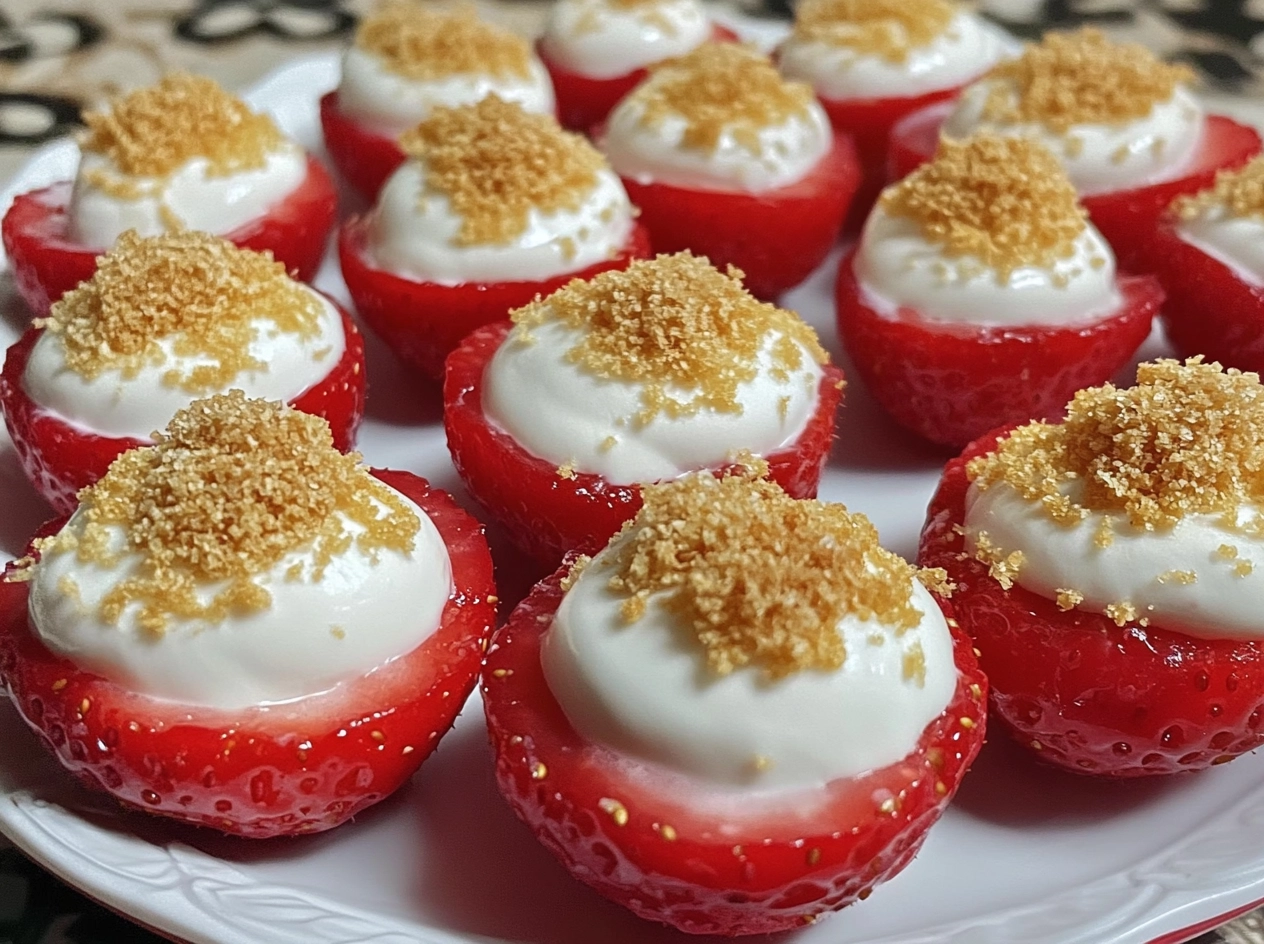 Assembled Cheesecake Deviled Strawberries