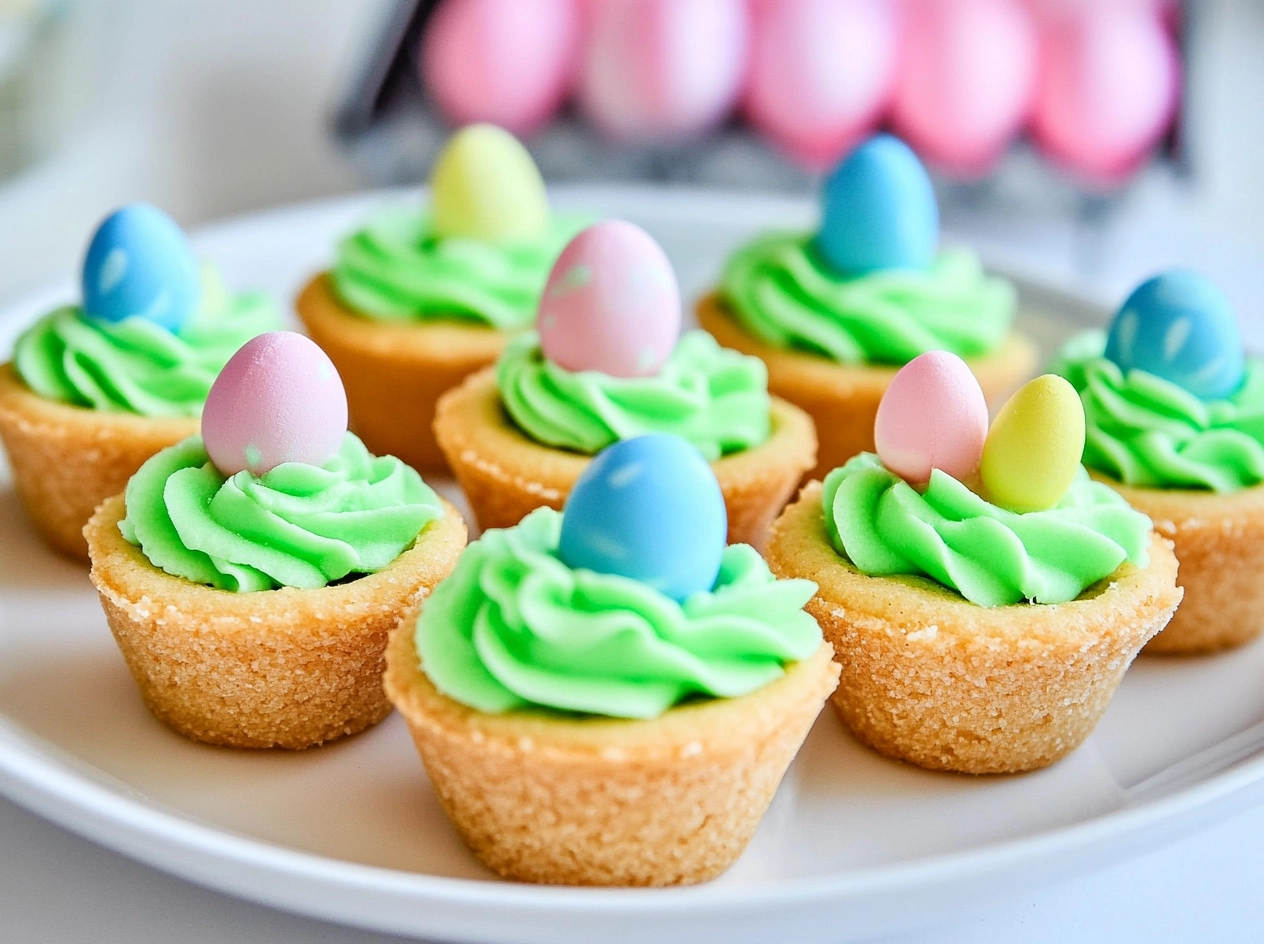 Final Touch on Easter Basket Sugar Cookie Cups