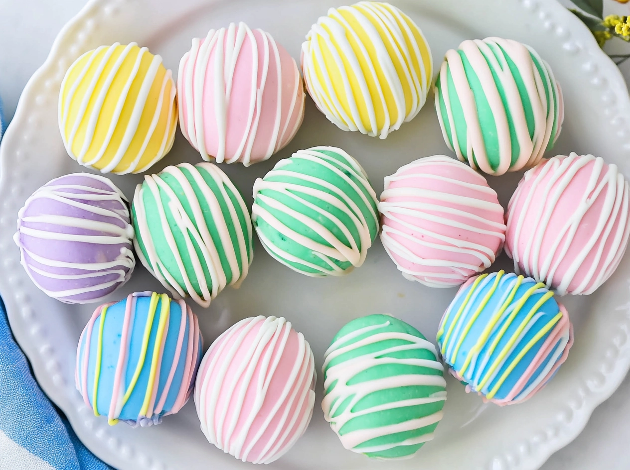 Preparing Easter Egg Oreo Cookie Balls