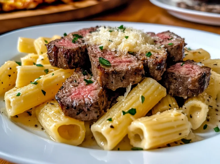 Garlic Butter Steak with Creamy Parmesan Rigatoni-2