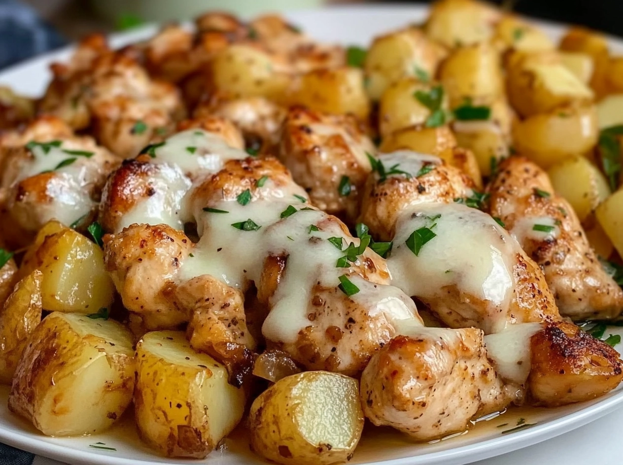 Cooking Process of Garlic Parmesan Chicken and Potatoes