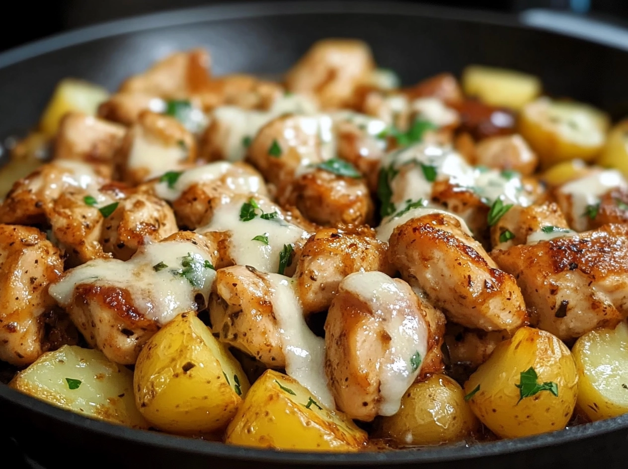 Garlic Parmesan Chicken and Potatoes Served