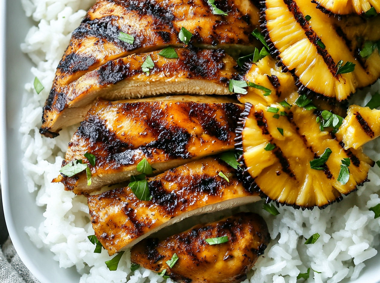 Hawaiian Chicken with Coconut Rice Dish