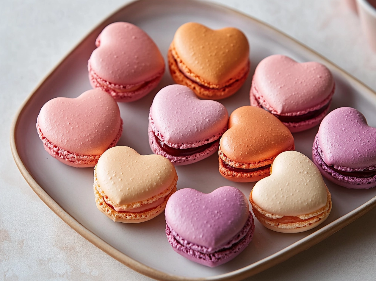 Heart-Shaped Macarons in a box