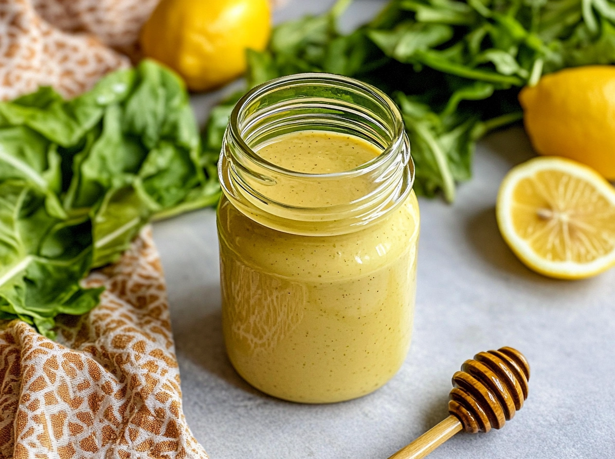 Honey Lemon Vinaigrette Salad Dressing in a Jar