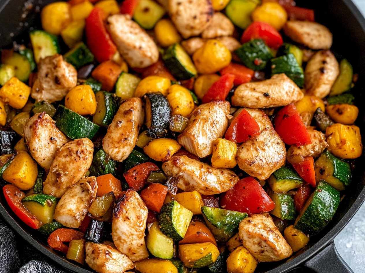 Healthy Chicken and Vegetables Skillet Serving