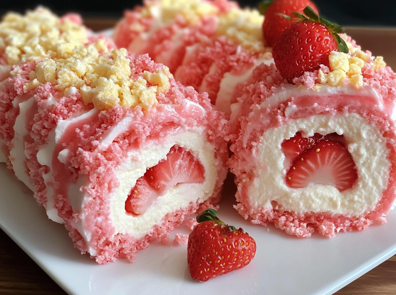 Sweet Strawberry Shortcake Cheesecake Rolls-2