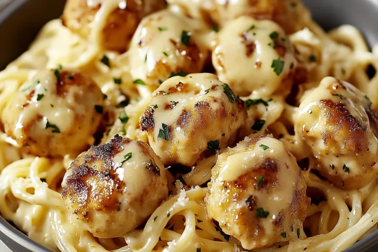 Garlic Butter Chicken Bites with Creamy Parmesan Pasta Delight