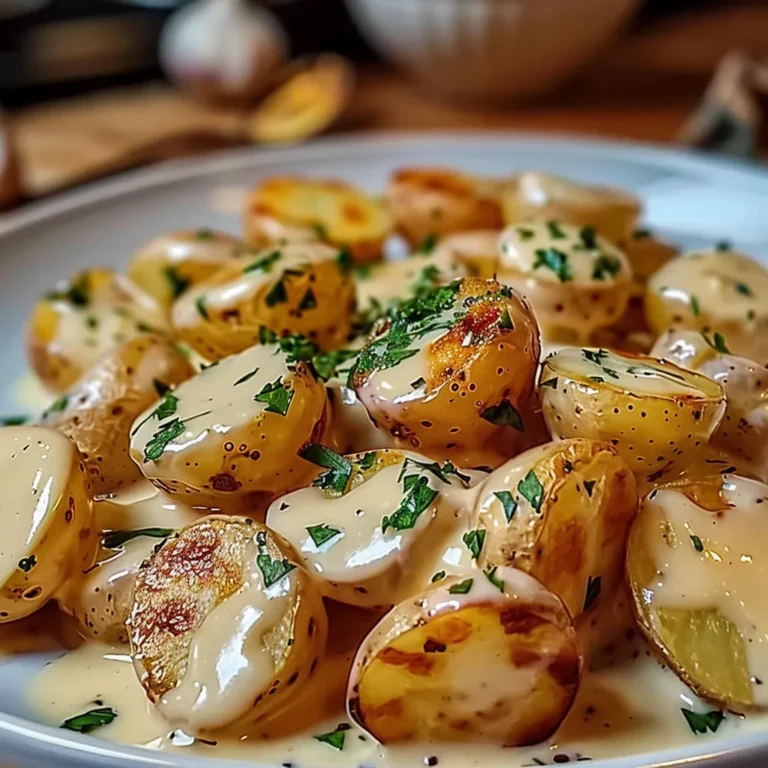 Easy Creamy Garlic Sauce Baby Potatoes Recipe