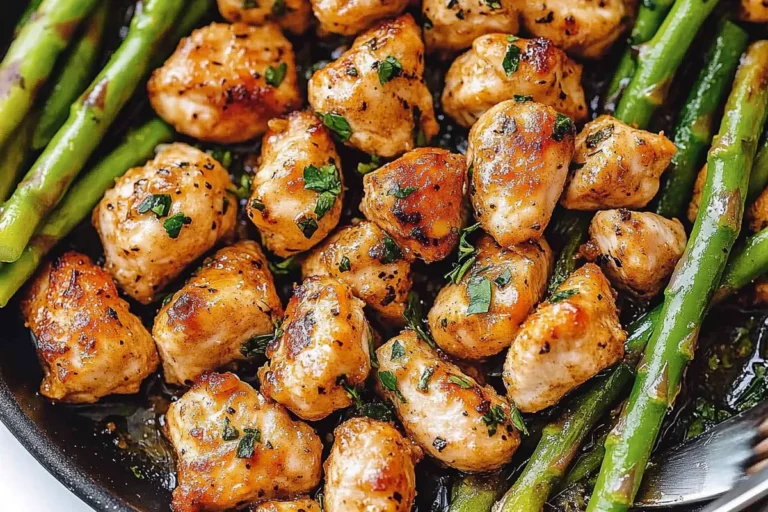 Garlic Butter Chicken Bites with Asparagus