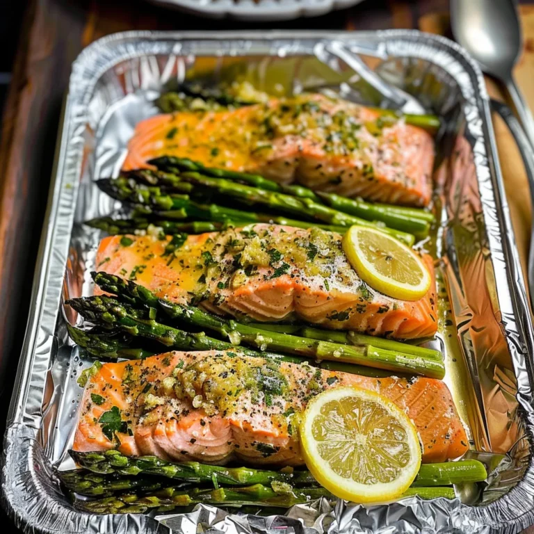 Baked Salmon in Foil with Asparagus and Lemon Garlic Recipe