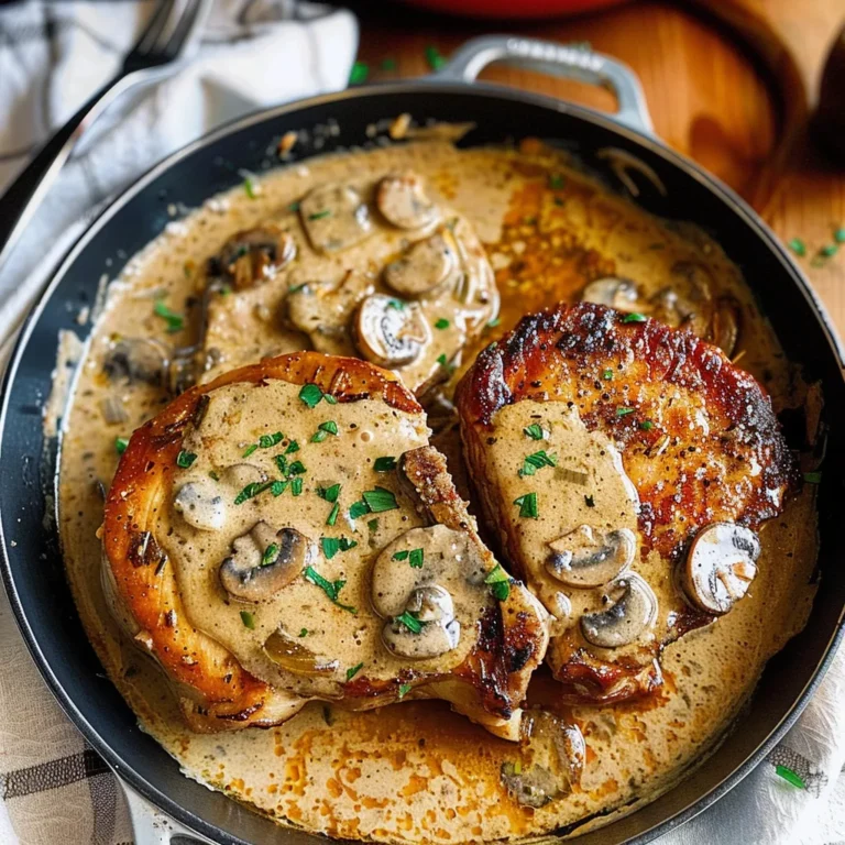 Garlic Pork Chops in Creamy Mushroom Sauce Recipe