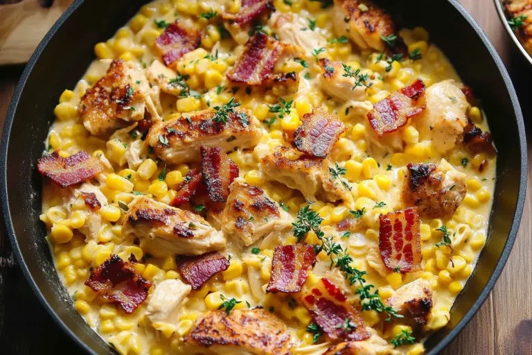 Creamy Chicken and Corn Pasta with Bacon – Easy Recipe