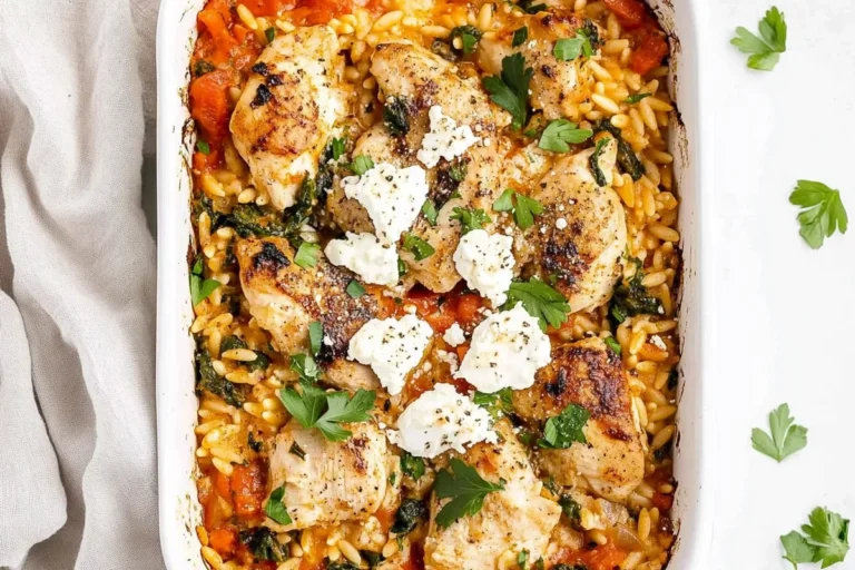 Greek Chicken Orzo Bake: A Flavorful One-Pan Delight
