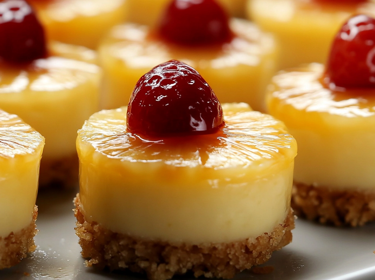 Served Mini Pineapple Cheesecakes