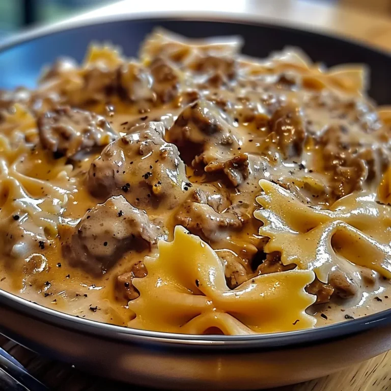 CREAMY BEEF AND BOWTIE PASTA – Quick & Delicious Dinner