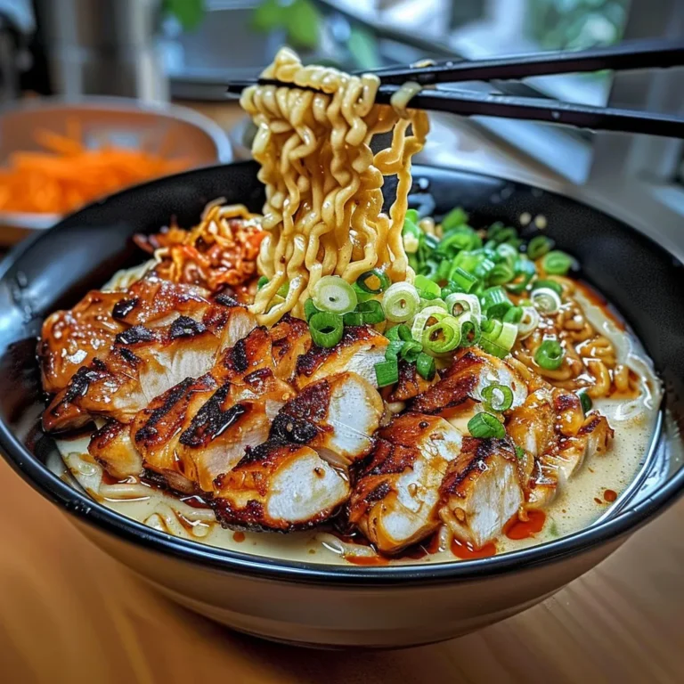Fiery Chicken Ramen with Creamy Garlic Sauce