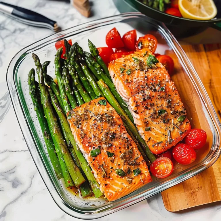 Meal-Prep Salmon and Asparagus in Garlic Lemon Delight