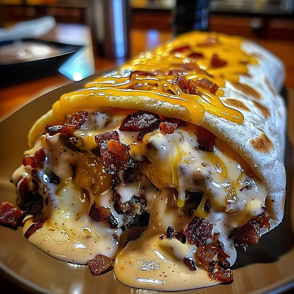 Tips for HUGE BACON CHEESEBURGER BURRITO
