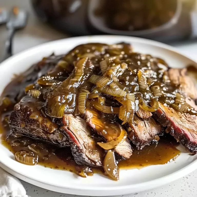 Savory Slow Cooker Brisket with Balsamic Onion Gravy Recipe