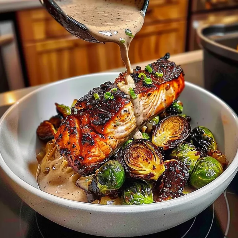 Teriyaki Salmon Bowls with Crispy Brussels Sprouts Delight