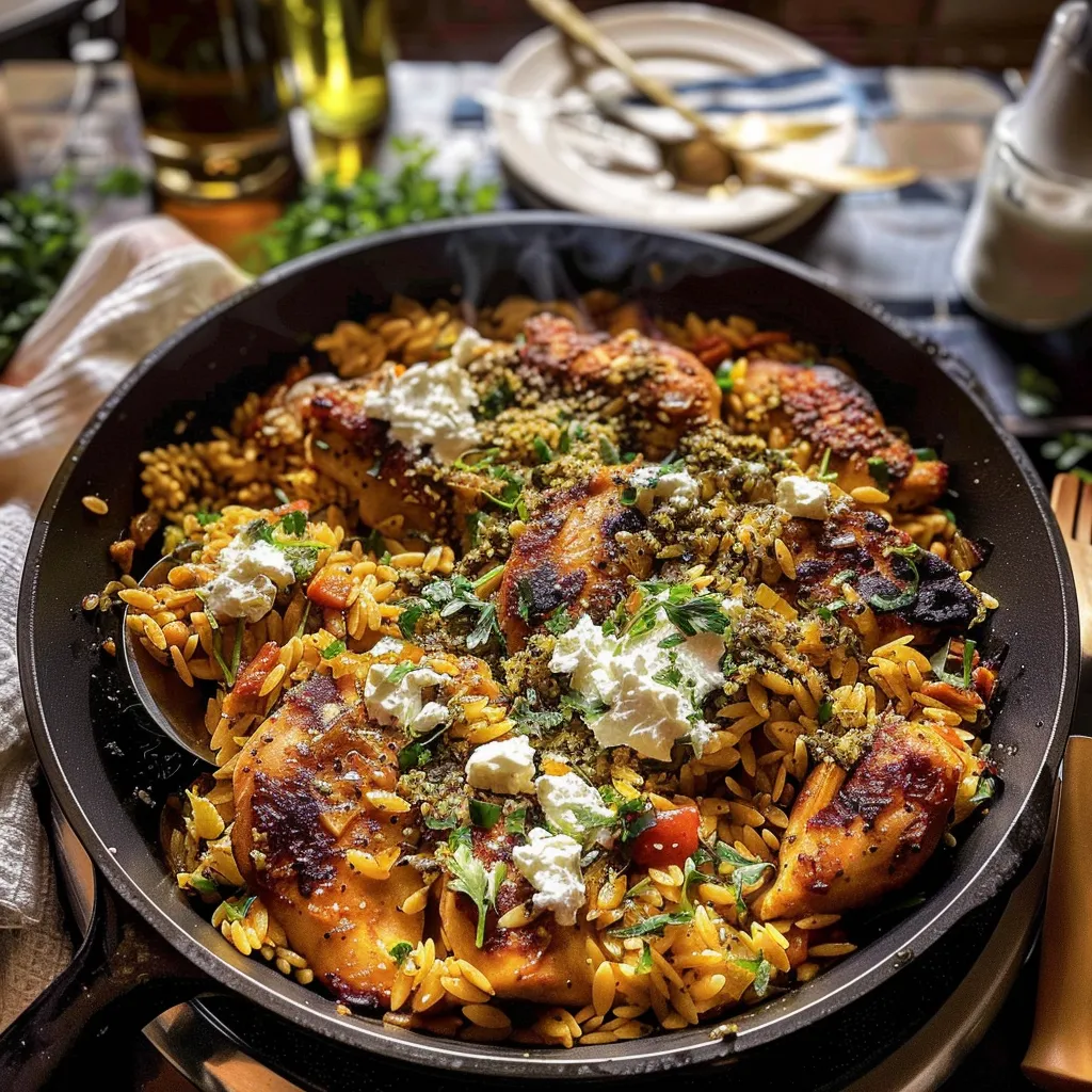 Tips for Skillet Lemon Pepper Chicken and Orzo with Feta Sauce