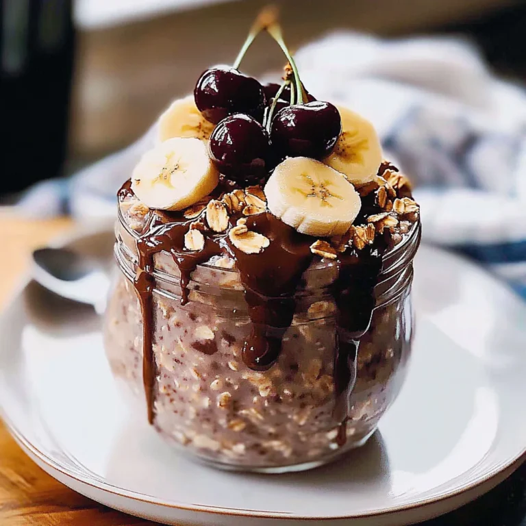 Easy Overnight Oats with Chocolate, Cherry and Banana Delight