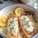 Baked Salmon with Lemon Butter Cream Sauce Plated