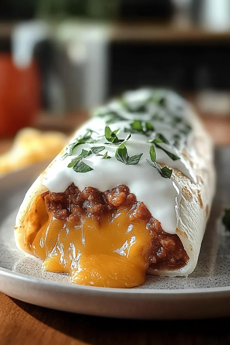 Delicious Beefy Melt Burrito on a Plate