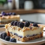 Blueberry Crisp Cheesecake Bars Freshly Baked