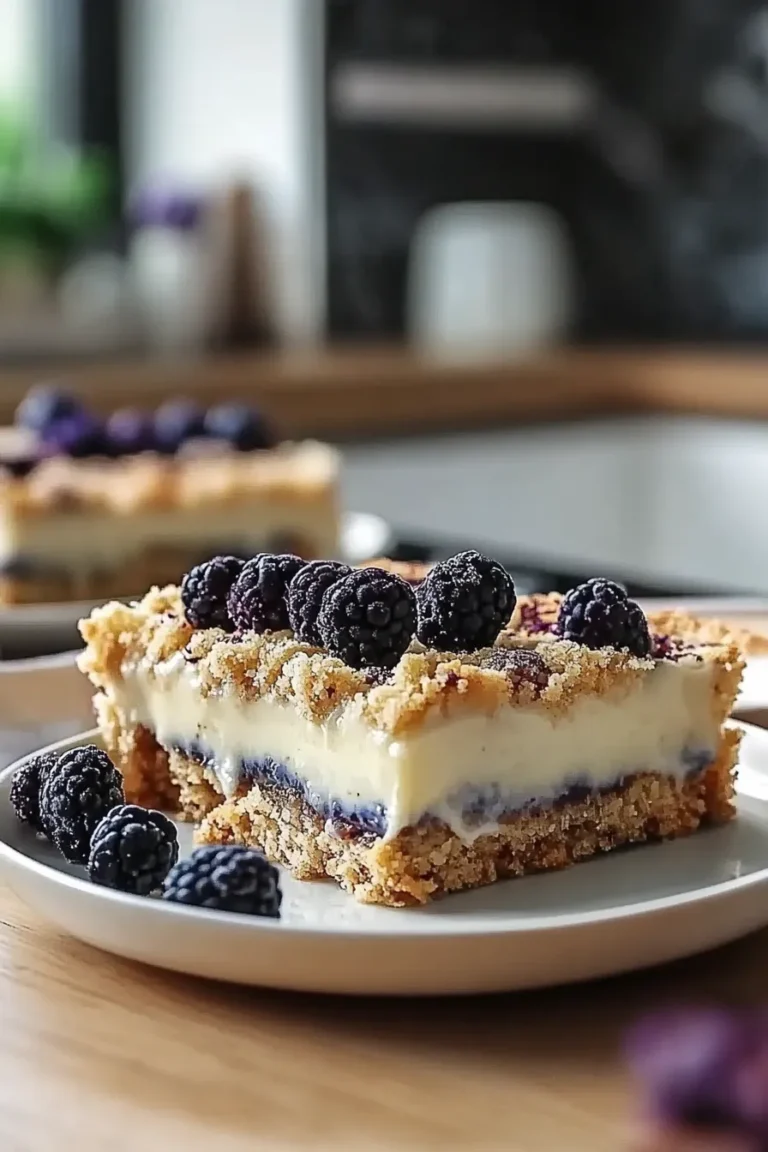 Blueberry Crisp Cheesecake Bars Freshly Baked