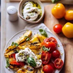 Delicious Charred Peppers with Marinated Feta and Tzatziki
