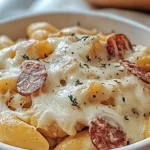 Cheesy Ranch Potatoes and Smoked Sausage in a Baking Dish