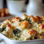 Chicken and Spinach Casserole with Cream Cheese Close-Up