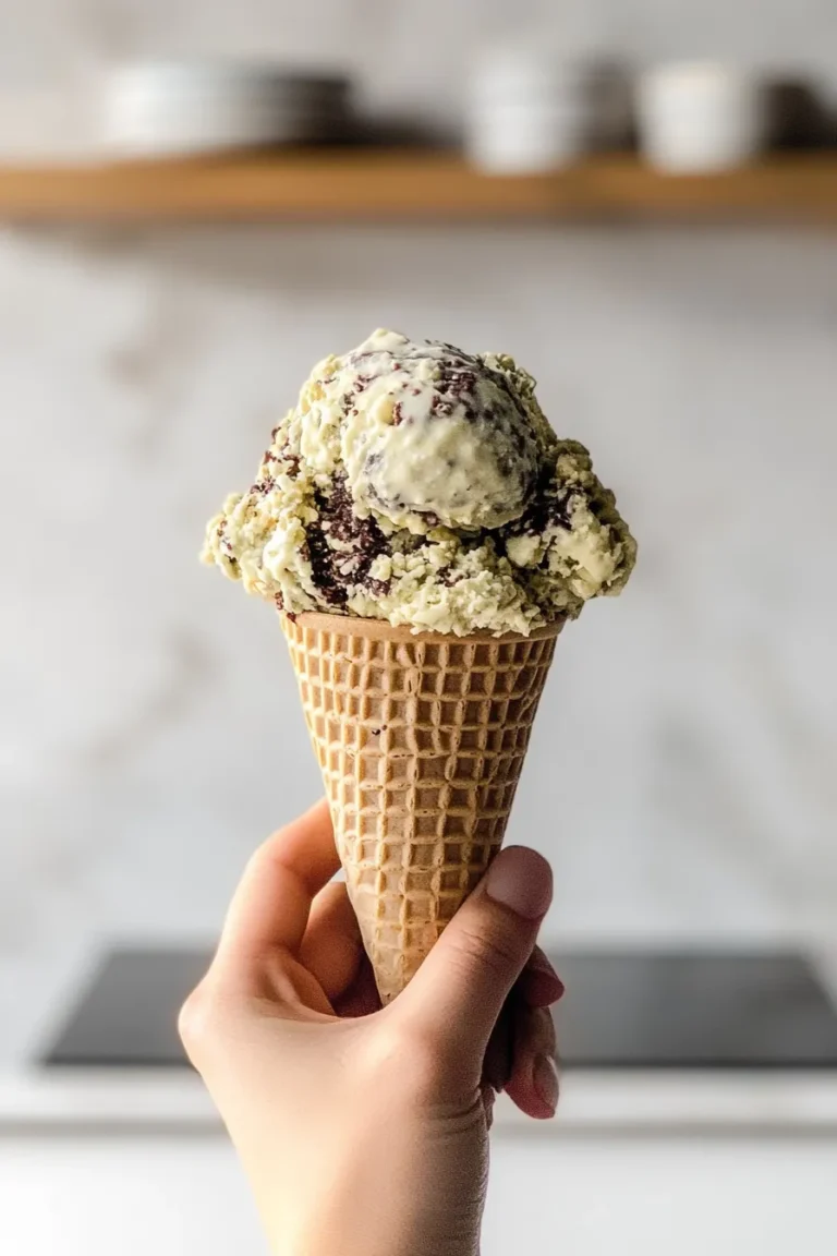 Delicious Chocolate Swirl Pistachio Ice Cream in a Bowl