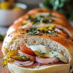 Classic Italian Muffuletta Sandwich on Plate