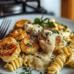 Creamy Garlic Parmesan Chicken with Cheesy Twisted Pasta Plate
