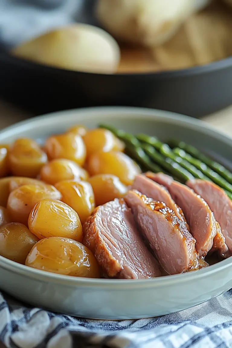 Crockpot Ham, Green Beans, and Potatoes Delicious Plate