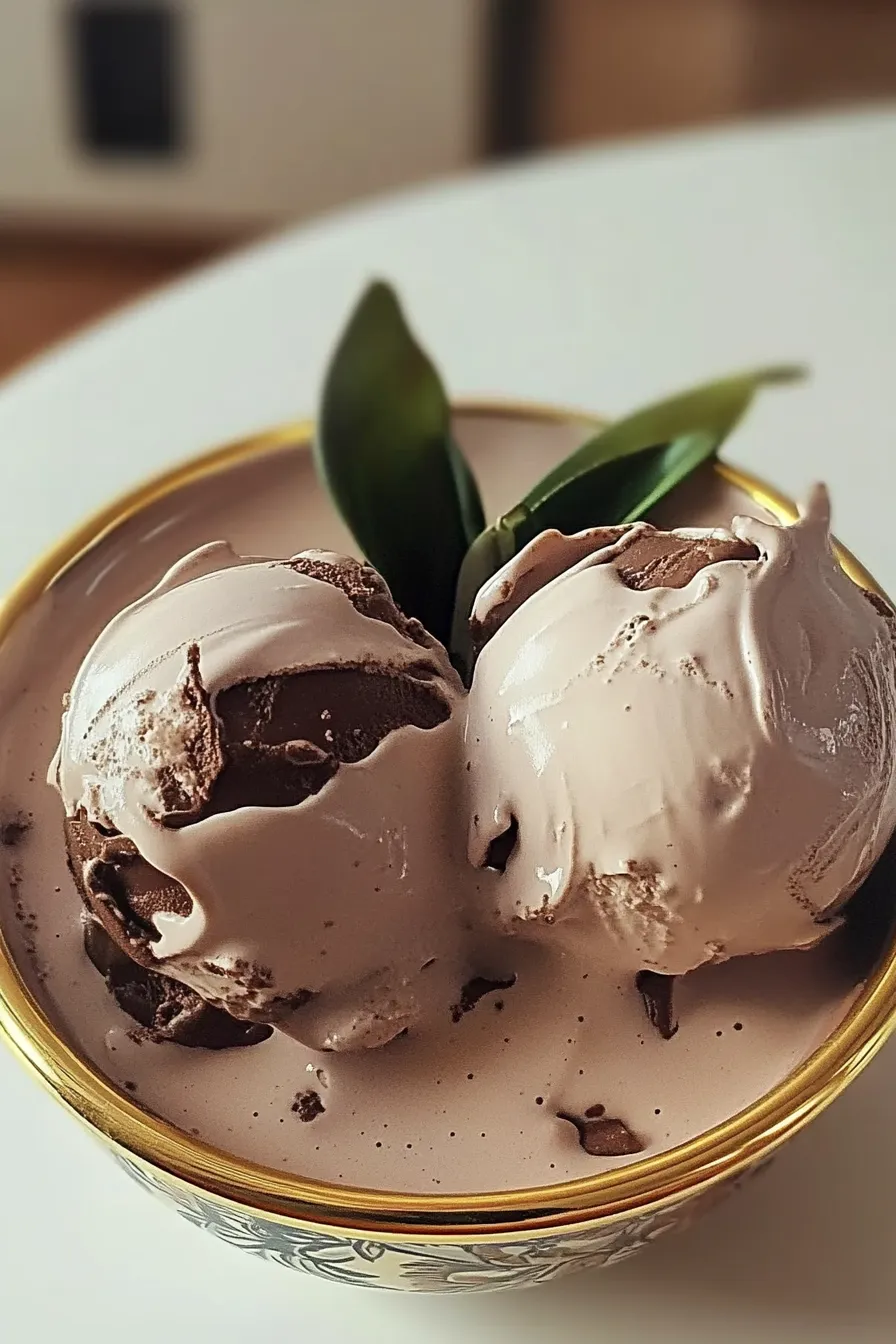 Creamy Chocolate Custard Ice Cream in a Bowl