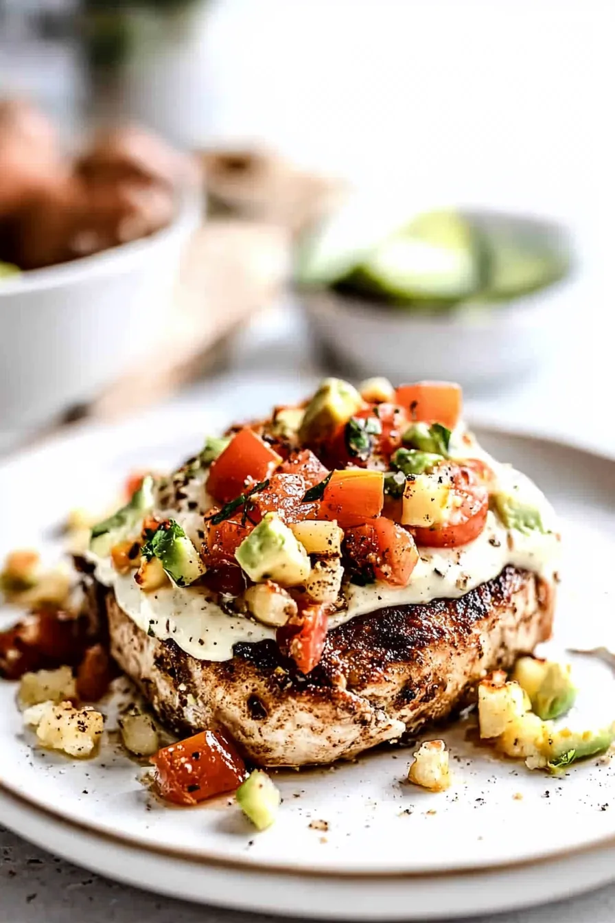 Fiesta Lime Chicken with Avocado on a Plate