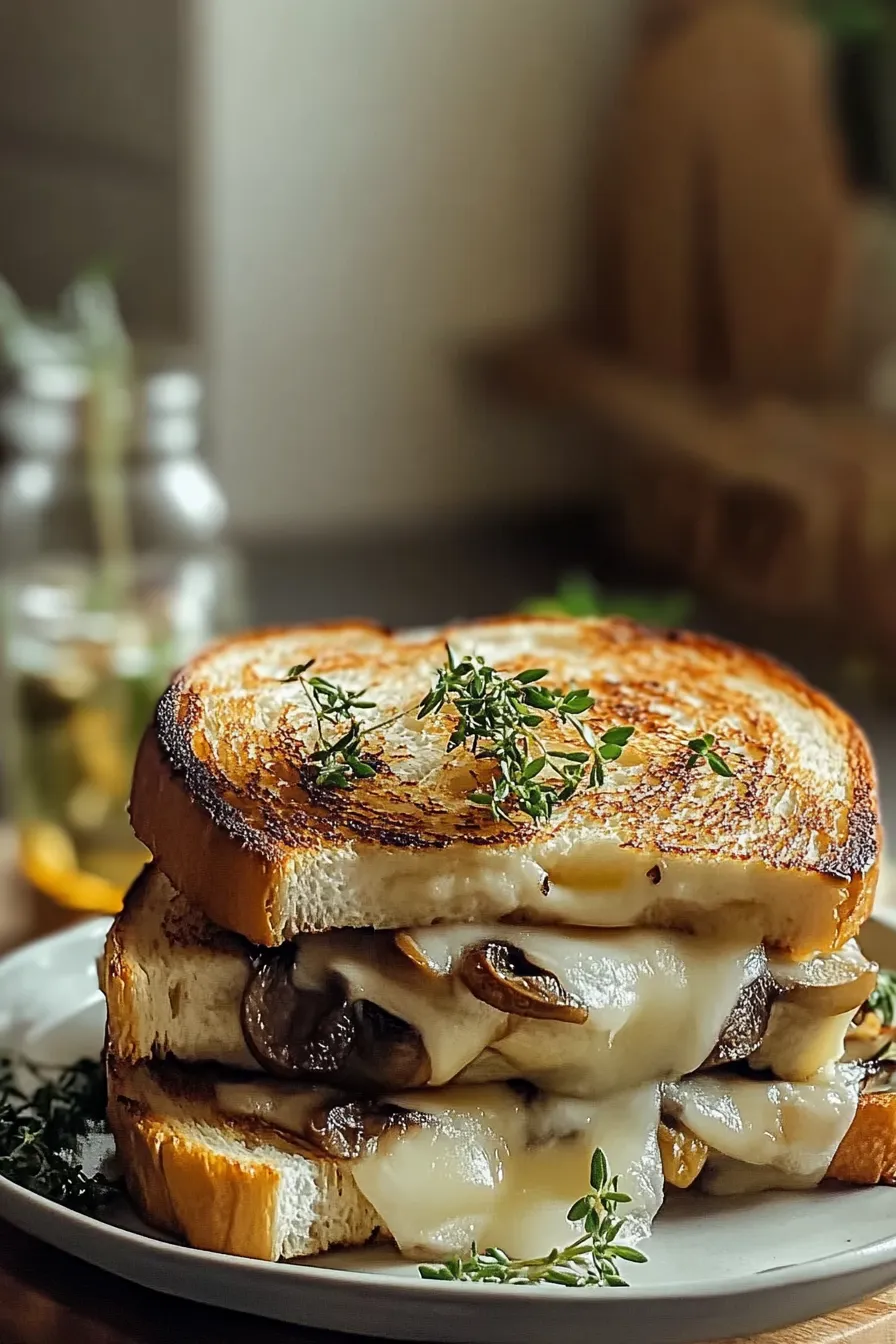 Garlic Mushroom Grilled Cheese - Delicious & Melty