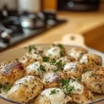 Garlic Parmesan Chicken and Potatoes Skillet on Table