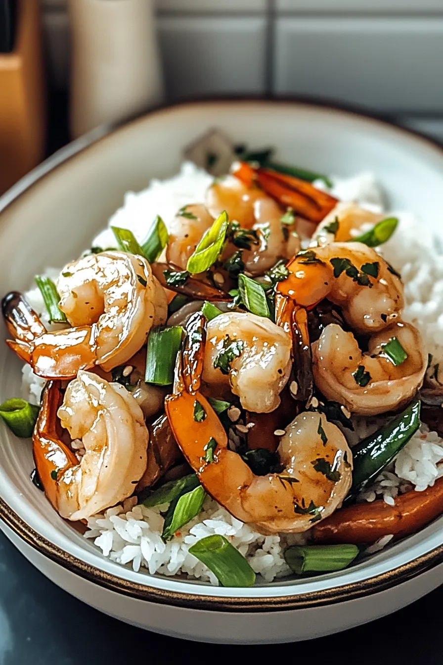 Garlic Shrimp Stir Fry in a Wok