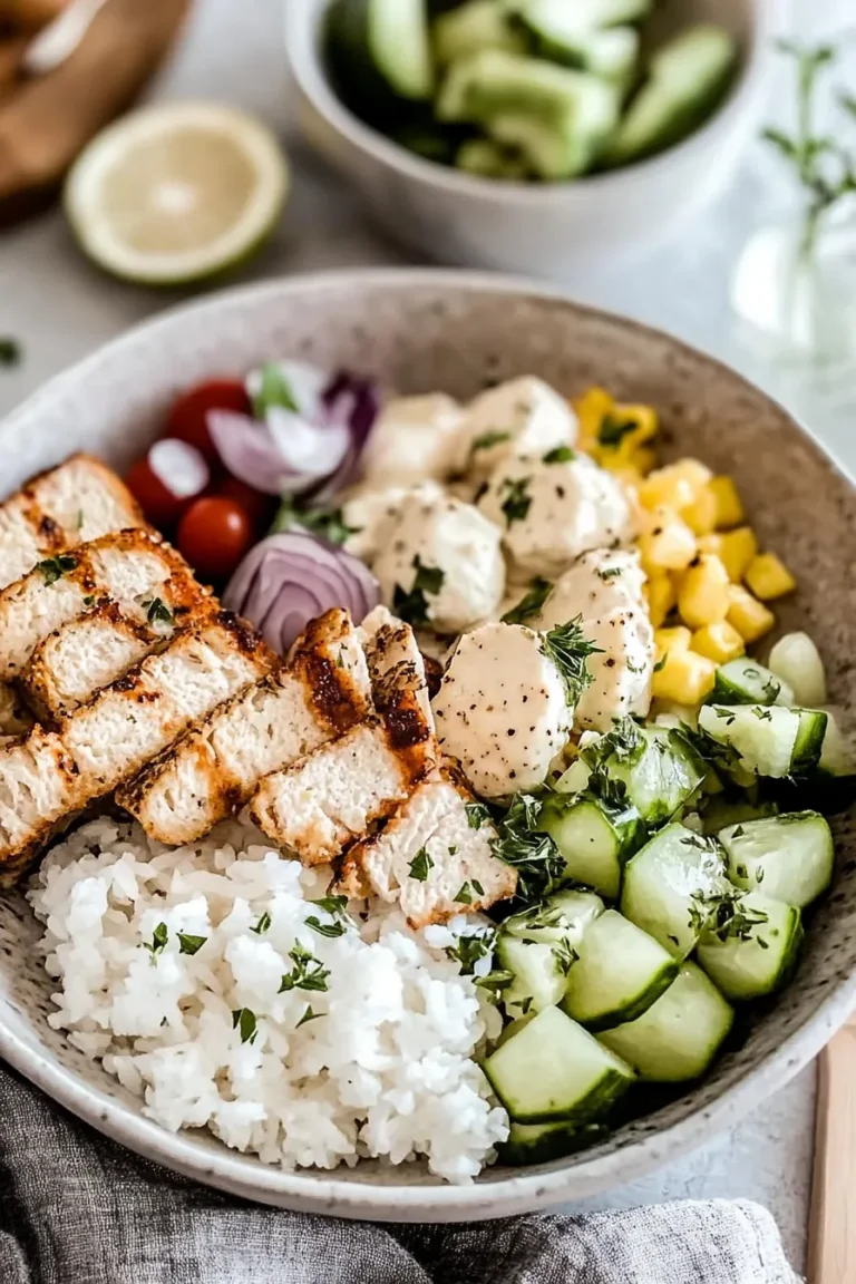 Savory Greek Chicken Bowls Ready to Serve