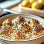 Greek Chicken Meatballs with Lemon Orzo Served Fresh