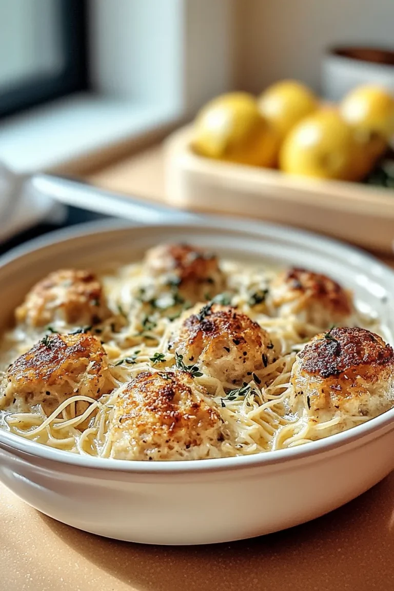 Greek Chicken Meatballs with Lemon Orzo Served Fresh