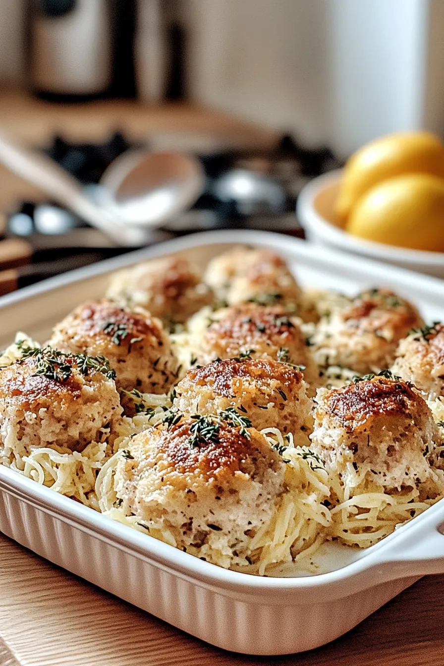 Greek Chicken Meatballs with Lemon Orzo