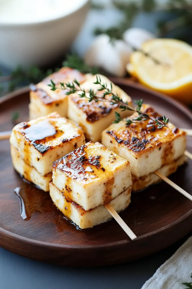 Grilled Halloumi Skewers with Lemon and Thyme