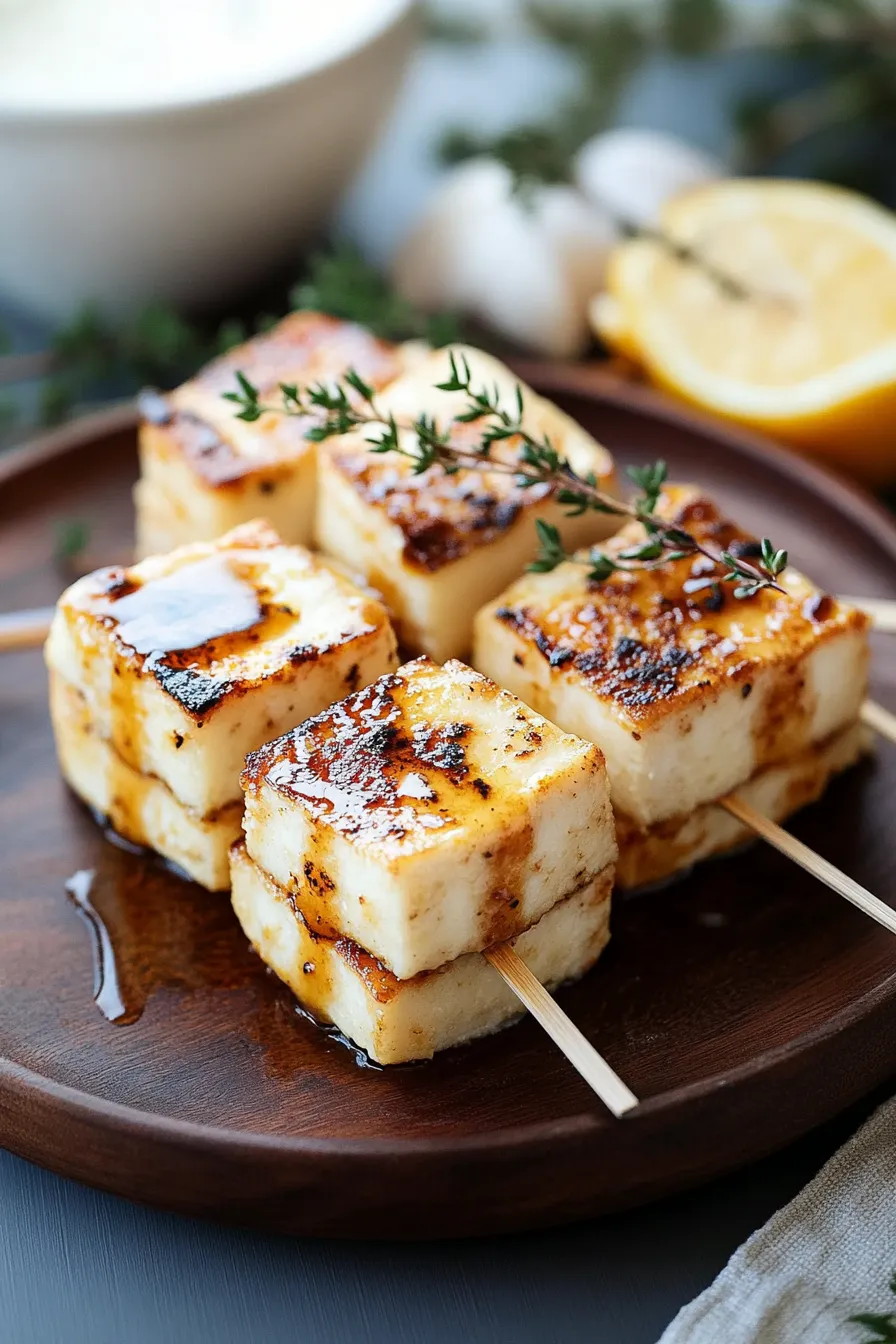 Grilled Halloumi Skewers with Lemon and Thyme